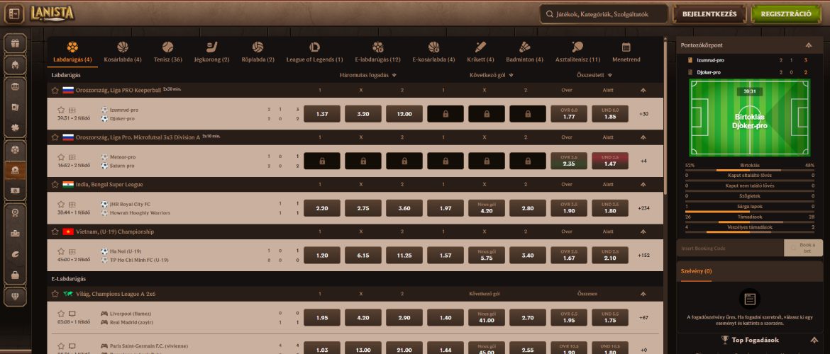 Lanista élő fogadás