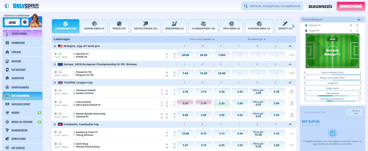 OnlySpins élő fogadás